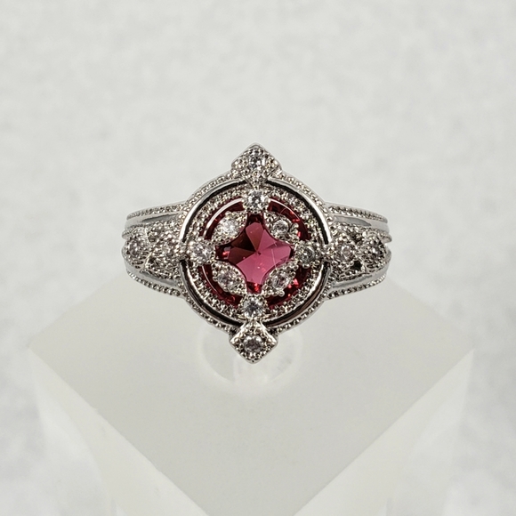 Sterling Silver Caged Red Ring - Picture 3 of 8